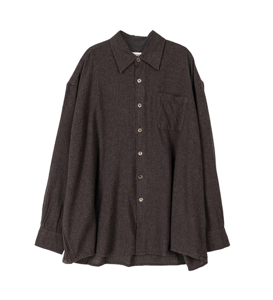 BORROWED SHIRT TRUFFLE CHECK GRID CLOTH