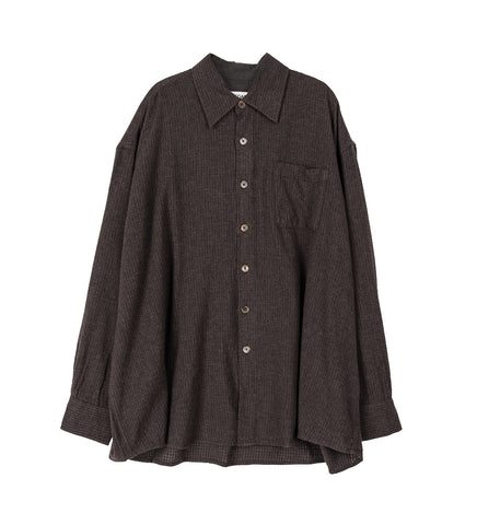 BORROWED SHIRT TRUFFLE CHECK GRID CLOTH