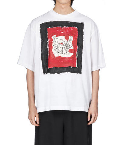 FAWN PRINT COTTON T-SHIRT WHITE