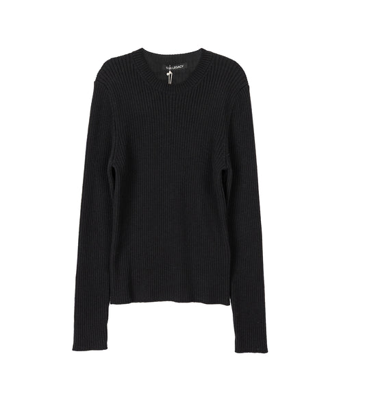 COMPACT ROUNDNECK BLACK RUSTIC MERINO