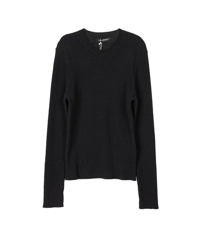 COMPACT ROUNDNECK BLACK RUSTIC MERINO