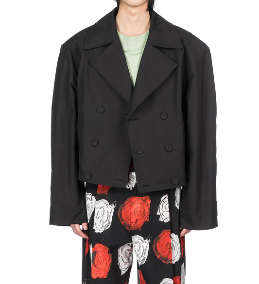 CROPPED SHOULDER PAD JACKET BLACK