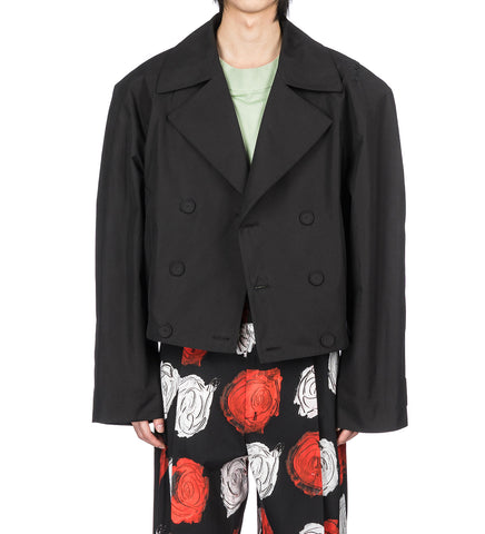 CROPPED SHOULDER PAD JACKET BLACK