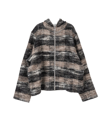 FULL ZIP HOOD NIGHT WOODS CHECK LOFTY WOOL