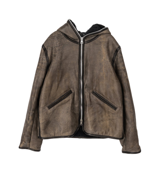 FULL ZIP JACKET SMOKY BLACK DRY SHEARLING