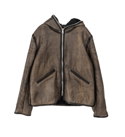FULL ZIP JACKET SMOKY BLACK DRY SHEARLING