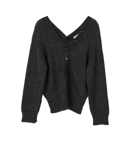 COUNTRY HENLEY CHARCOAL DRY MERINO WOOL