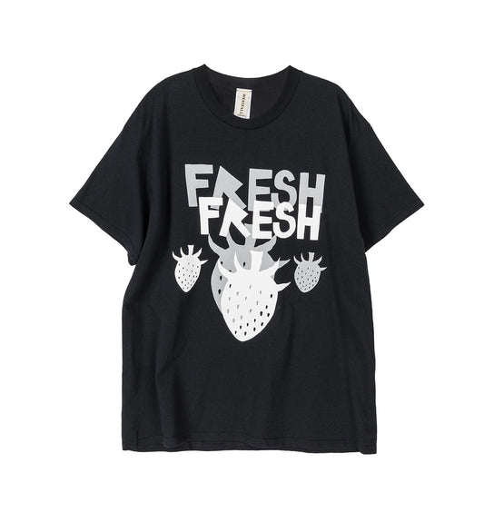 DOUBLE FRESH WHITE GREY GRAPHIC ON BLACK SS TEE BLACK