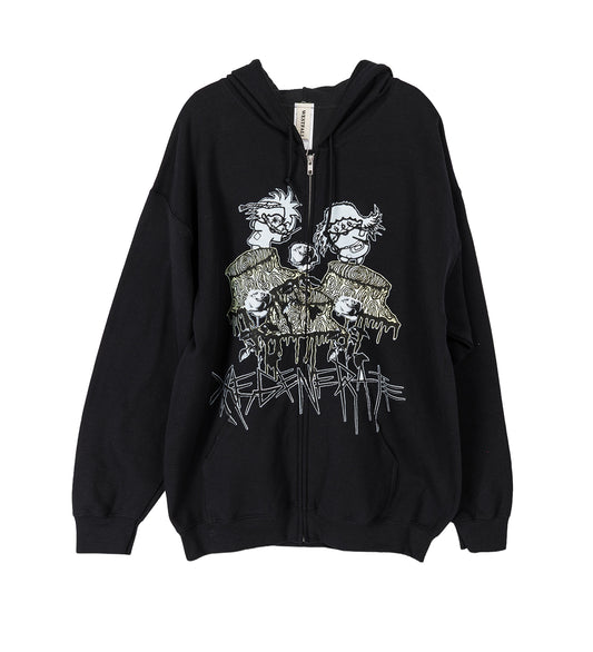 5 COLOR REGENERATE GRAPHIC ON BLACK ZIP-UP HOODIE
