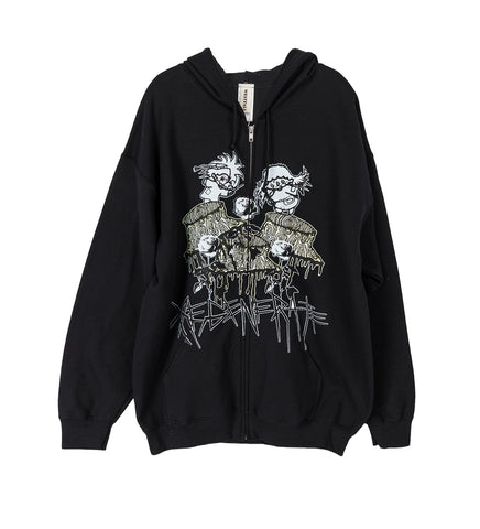 5 COLOR REGENERATE GRAPHIC ON BLACK ZIP-UP HOODIE