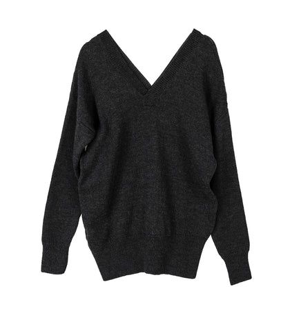 RAISE V-NECK CHARCOAL DRY MERINO WOOL
