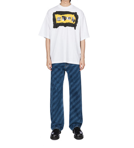 LASER PRINTED DENIM PANTS INDIGO