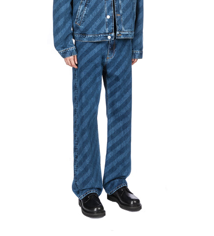 LASER PRINTED DENIM PANTS INDIGO