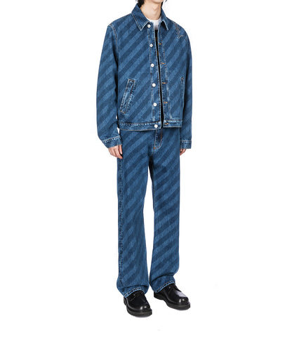 LASER PRINTED DENIM PANTS INDIGO