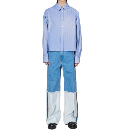 HIGH TURN UP DETAIL WIDE LEG JEAN LIGHT BLUE