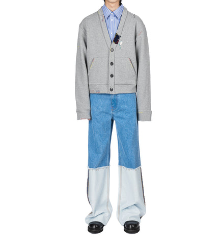 HIGH TURN UP DETAIL WIDE LEG JEAN LIGHT BLUE
