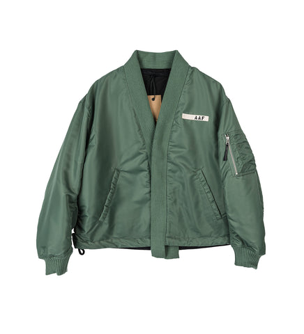 REVERSIBLE HAORI FLIGHT JACKET TEAL GREY