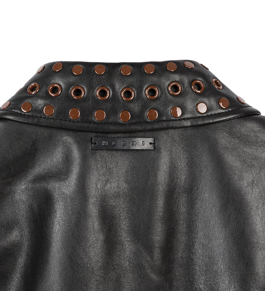 LEATHER JACKET WITH STUDDED FRONT