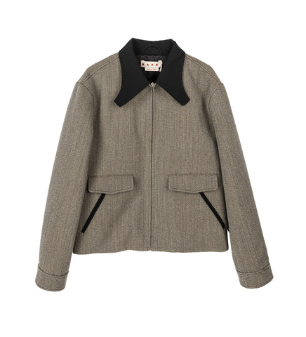 TWEED JACKET WITH SCULPTURAL COLLAR TAUPE