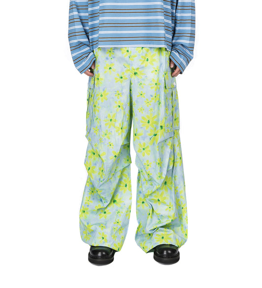 OVERSIZED CARGO PANT BLUE/FLOWER