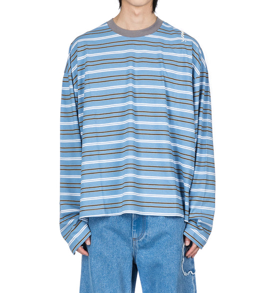 STRIPE CREWNECK LONG SLEEVE BLUE/WHITE/YELLOW