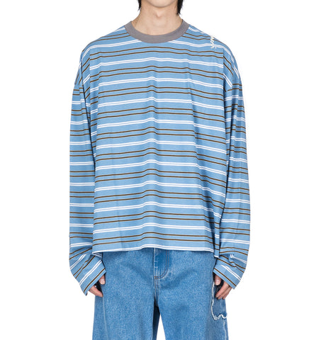 STRIPE CREWNECK LONG SLEEVE BLUE/WHITE/YELLOW