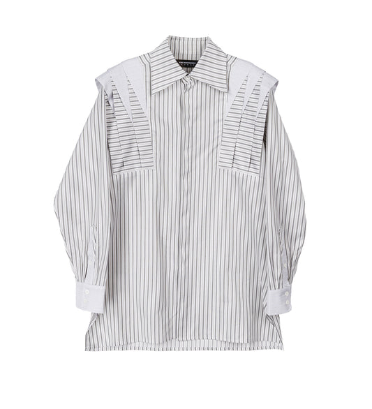 EXCLUSIVE - HERMEN SHIRT KHAKI BEIGE/WHITE NAVY