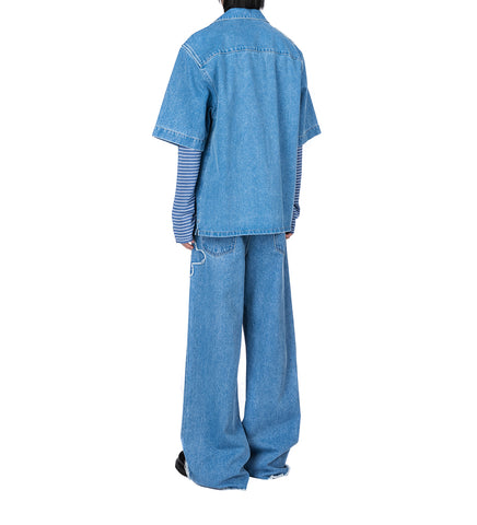FLOWER PATCH DETAIL WIDE JEAN LIGHT BLUE