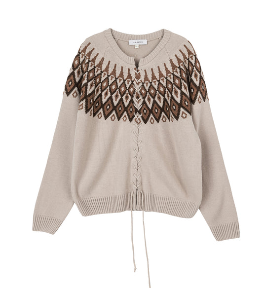 FAIR ISLE VIPER WOOL CARDIGAN BEIGE