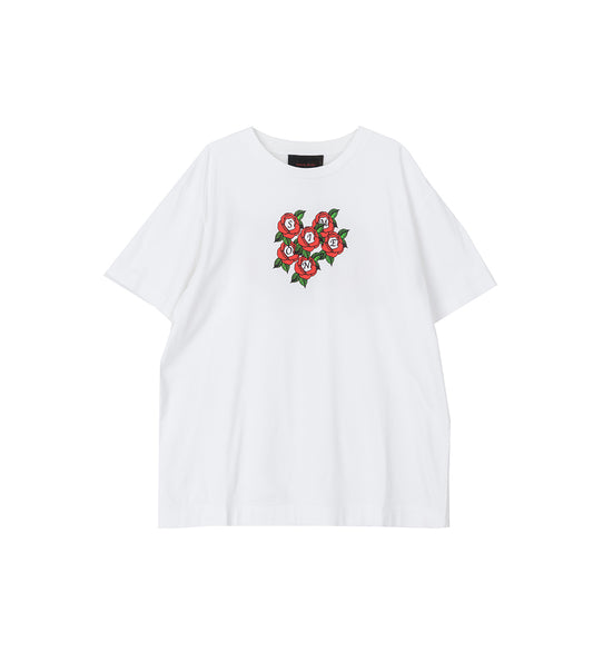 CLUSTER ROSE LOGO PRINT SHORT SLEEVE T-SHIRT WHITE