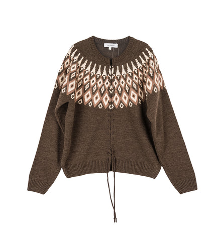 FAIR ISLE VIPER WOOL CARDIGAN BROWN