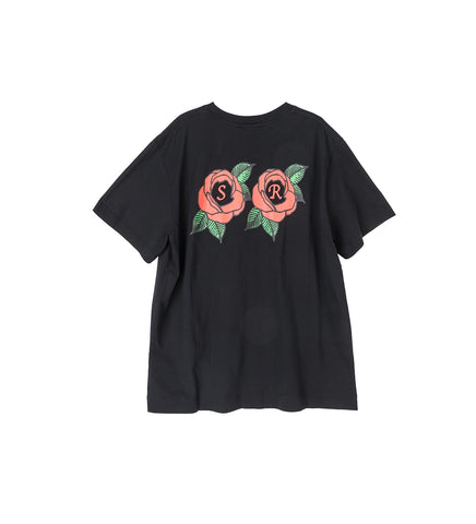 CLUSTER ROSE LOGO PRINT SHORT SLEEVE T-SHIRT BLACK