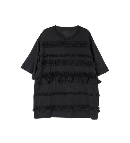 RUFFLE FRILL T-SHIRT BLACK
