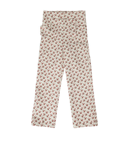 SKELETON PANTS BEIGE RED FLOWER