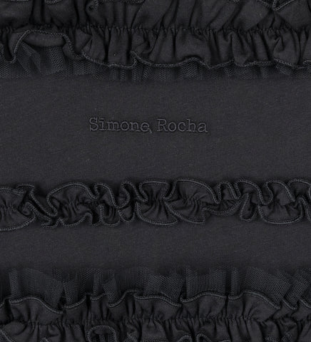 RUFFLE FRILL T-SHIRT BLACK