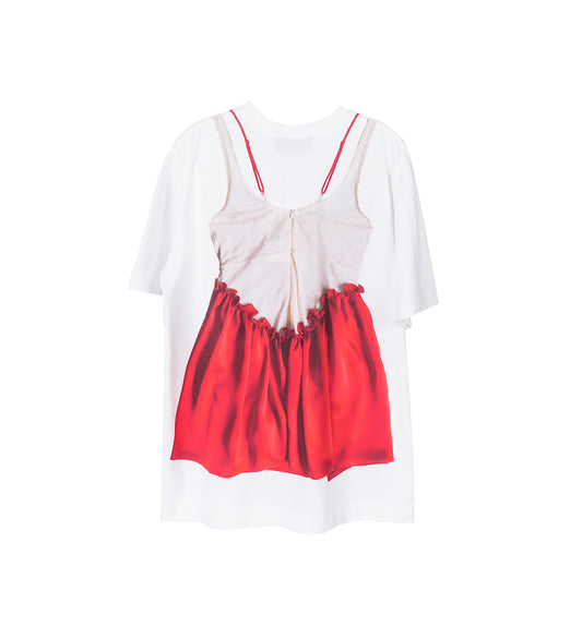 NEGLIGEE TROMPE L'OEIL PRINT SHORT SLEEVE T-SHIRT WHITE