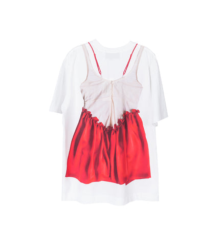 NEGLIGEE TROMPE L'OEIL PRINT SHORT SLEEVE T-SHIRT WHITE