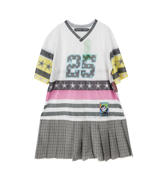 NANCY UNIFORM JERSEY DRESS WHITE MULTI