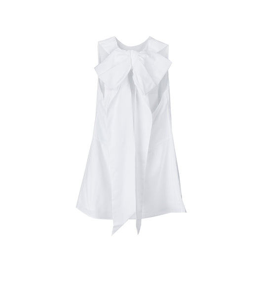 BOW DETAIL SLEEVELESS HALTER TOP WHITE