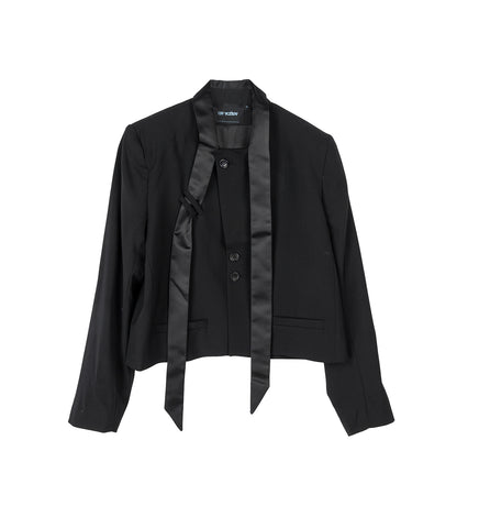 CROPPED SCARF BLAZER BLACK