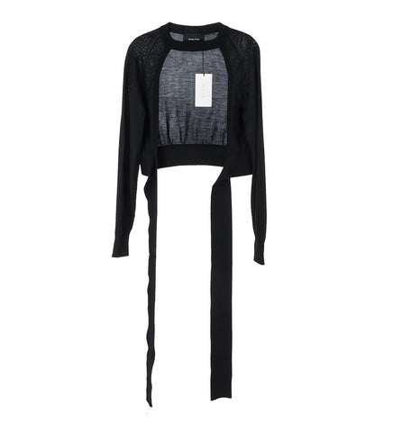 CROPPED CUT OUT WINDOW JUMPER TIE TAIL BLACK