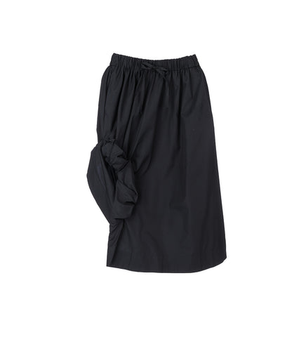 ELASTICATED GATHERED SLIT DETAIL SKIRT BLACK