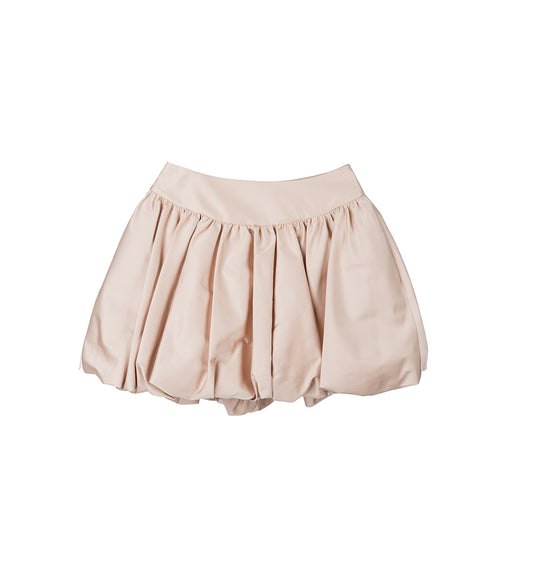 GATHERED BUBBLE MINI SKIRT POWDER PINK