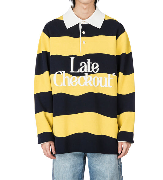STRIPED RUGBY POLO YELLOW/NAVY