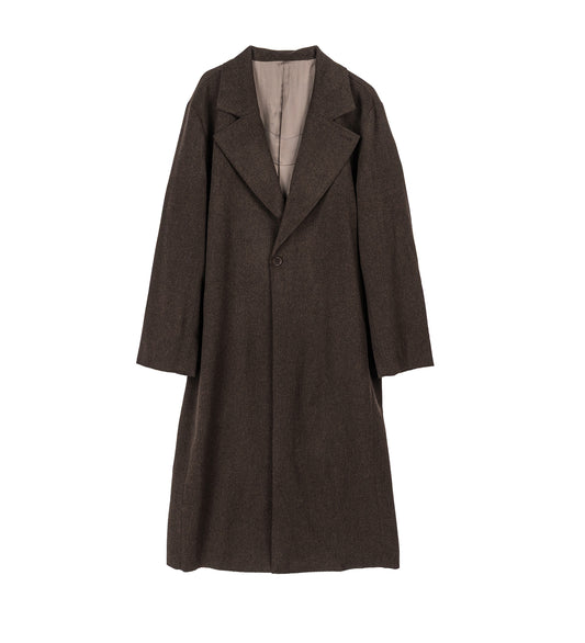 HEAVY WOOL TWO BUTTON COAT BROWN