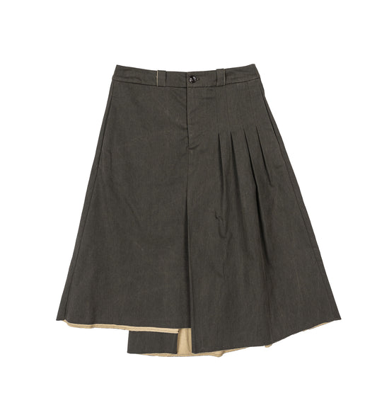 ORIGAMI SKIRT ANTIQUE MUDD COATED SATEEN