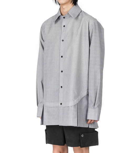 PLEATED DOUBLE STRIPE SHIRT GREY/BLACK