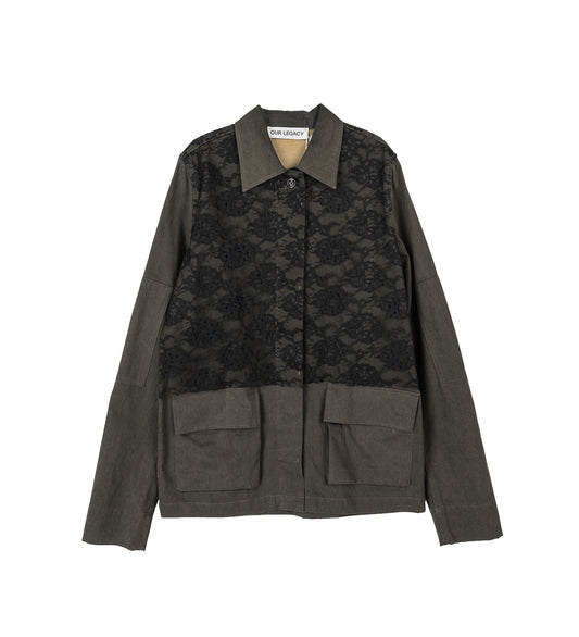 SPLIT JACKET ANTIQUE MUDD COATED SATEEN