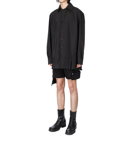 PLEATED DOUBLE SHIRT BLACK