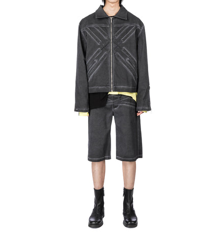 CROSSED LACE SHORTS WASHED GREY